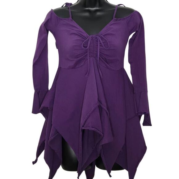 Current Mood Hankerchief Top Size Large Fairycore Whimsigoth Renaissance Witchy - Picture 2 of 6